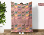 Personalized Name Capybara Blanket, Custom Name Capybara Owner Throw, Vintage Capybara Blanket, Retro Rodent Blanket, Cozy Capybara Gift