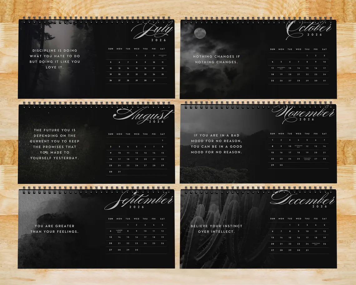 Minimal Motivational Quotes 2026 Desk Calendar | Inspirational Gift