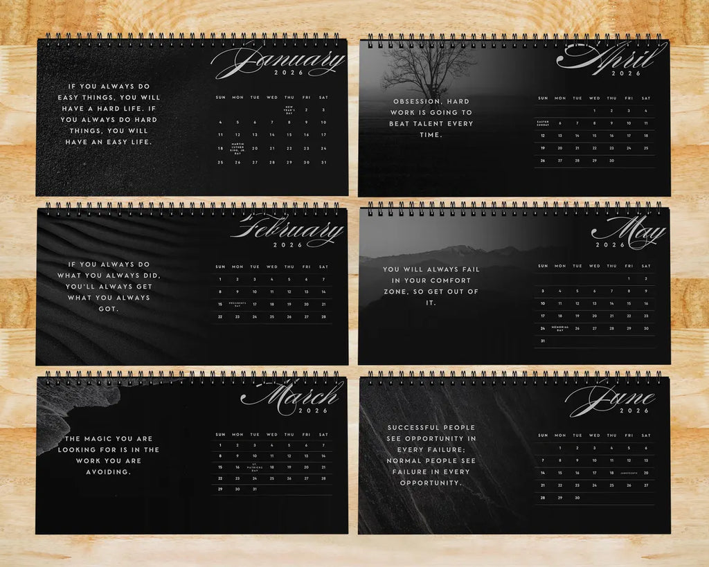 Minimal Motivational Quotes 2026 Desk Calendar | Inspirational Gift