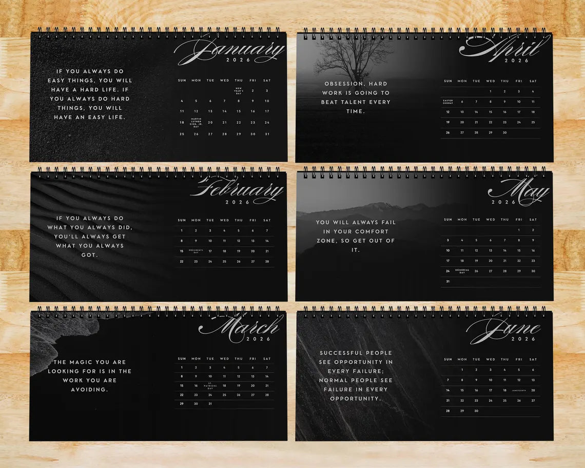 Minimal Motivational Quotes 2026 Desk Calendar | Inspirational Gift