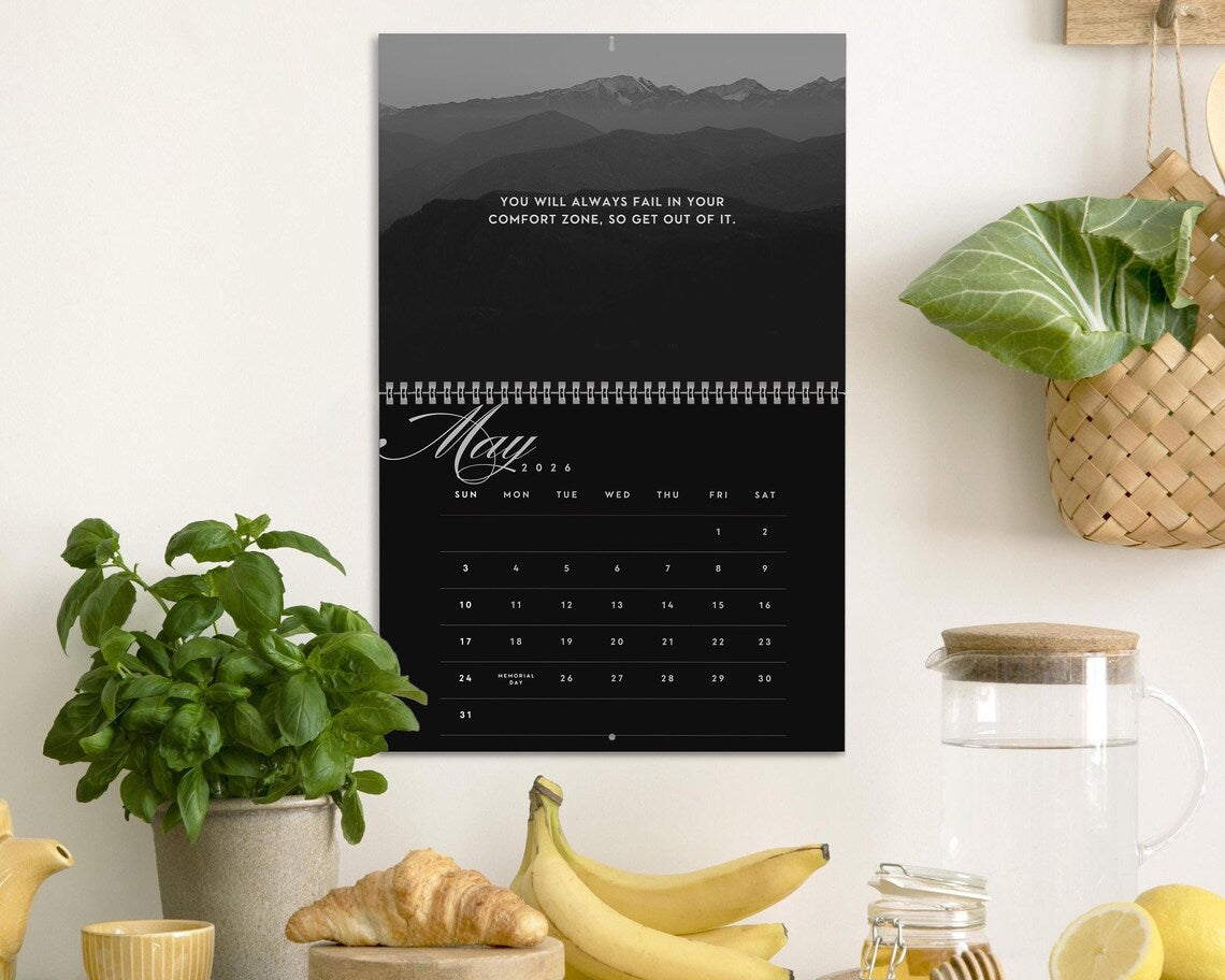Minimal Motivational Quotes 2026 Wall Calendar | Inspirational Gift Women