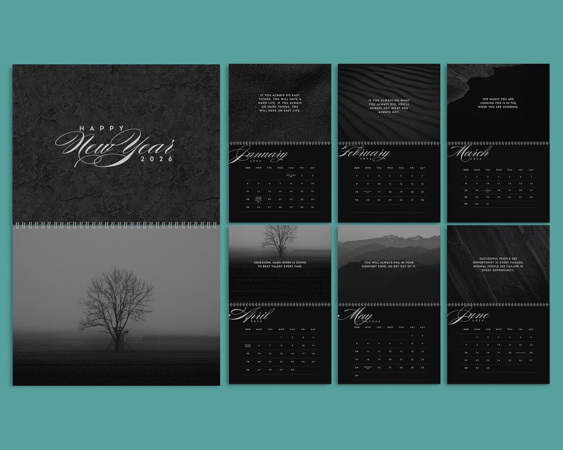 Minimal Motivational Quotes 2026 Wall Calendar | Inspirational Gift Women