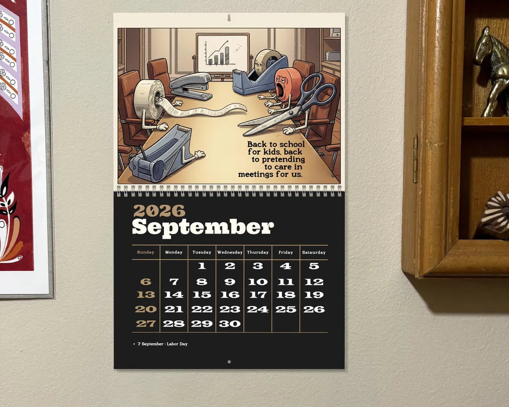2026 Illustrated Wall Calendar | Funny Dark Humor Office Gift for Coworkers