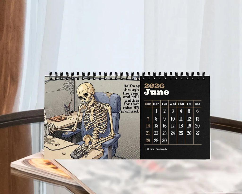 Funny 2026 Desk Calendar | Dark Humor Illustrated Office Gift for Coworkers