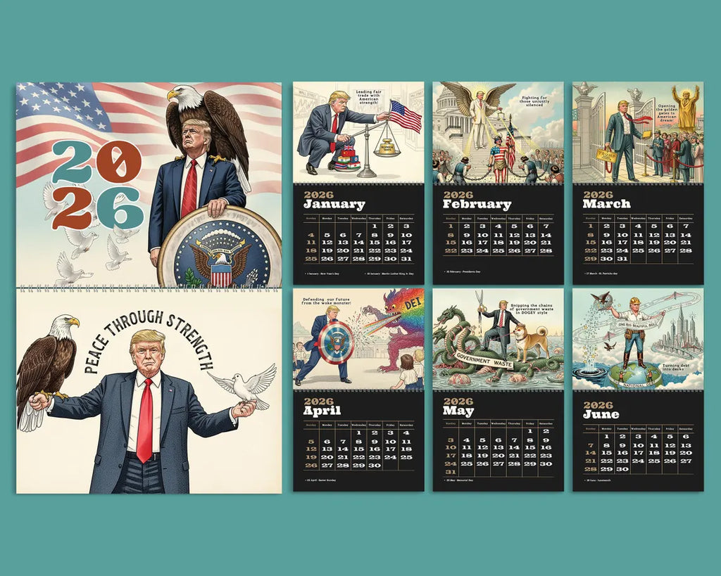 Trump 2025-2026 Wall Calendar Funny MAGA Political Gift & Republican Souvenir