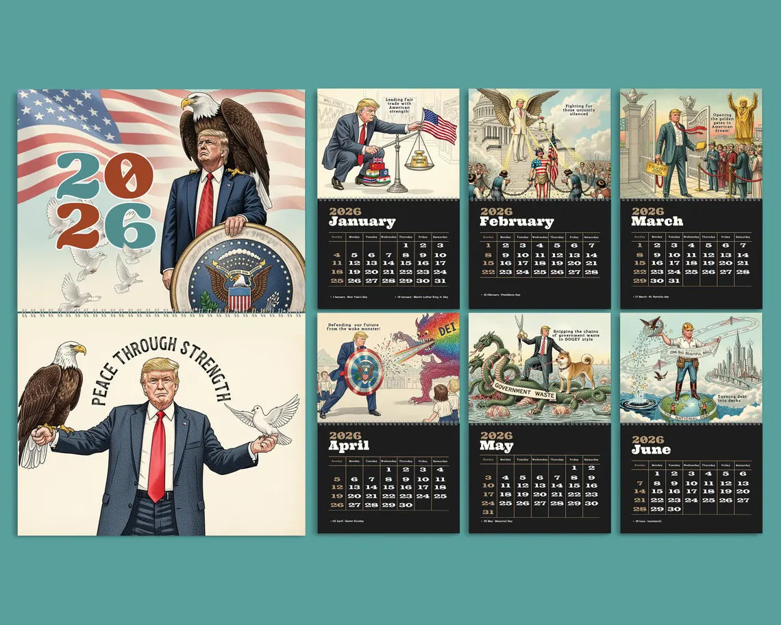 Trump 2025-2026 Wall Calendar Funny MAGA Political Gift & Republican Souvenir