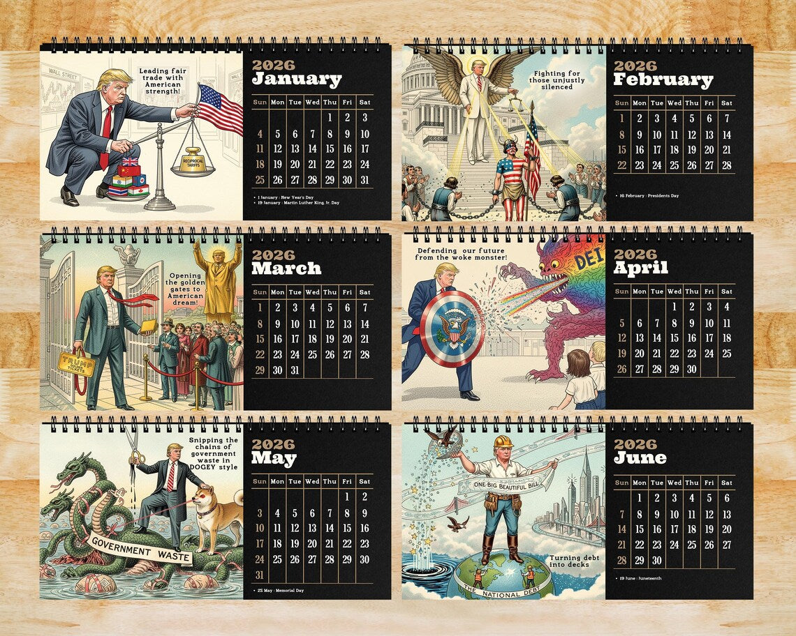 Trump 2025-2026 Academic Desk Calendar | Funny MAGA Political Gift for Office