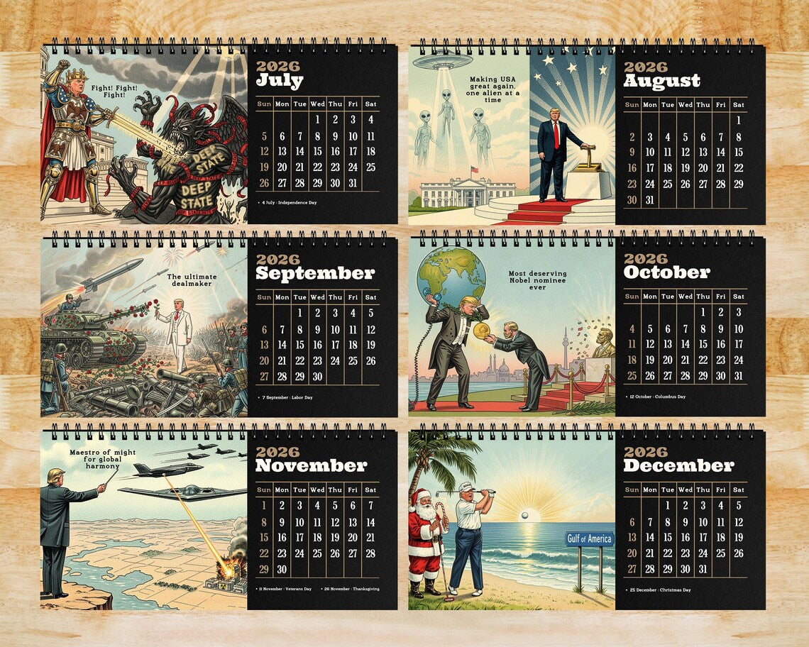 Trump 2025-2026 Academic Desk Calendar | Funny MAGA Political Gift for Office