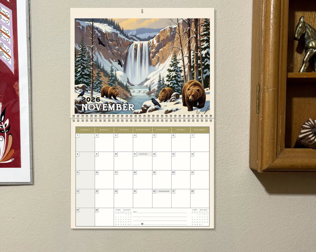 Yellowstone 2026 Wall Calendar | National Park Wildlife Souvenir Gift