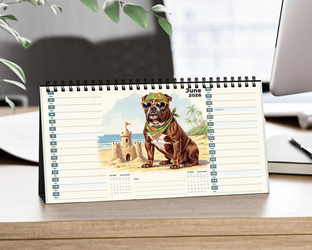 English Bulldog Dog 2026 Desk Calendar | Cute Puppy Dog Dad Mom Gift