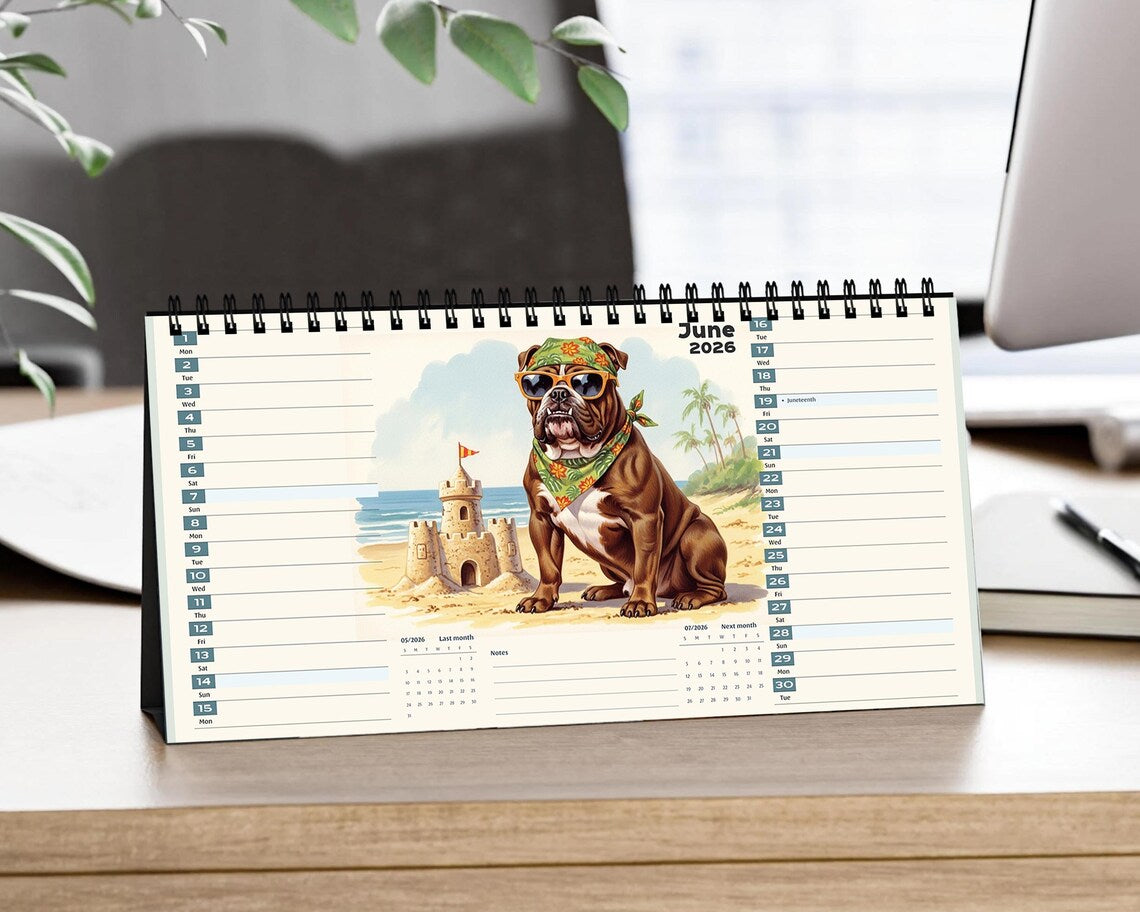English Bulldog Dog 2026 Desk Calendar | Cute Puppy Dog Dad Mom Gift