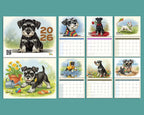 Cute Miniature Schnauzer 2026 Wall Calendar, Dog Mom Gift, Puppy Planner Art