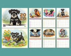 Cute Miniature Schnauzer 2026 Wall Calendar, Dog Mom Gift, Puppy Planner Art