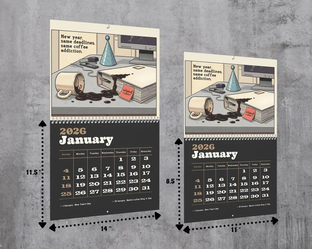 2026 Illustrated Wall Calendar | Funny Dark Humor Office Gift for Coworkers