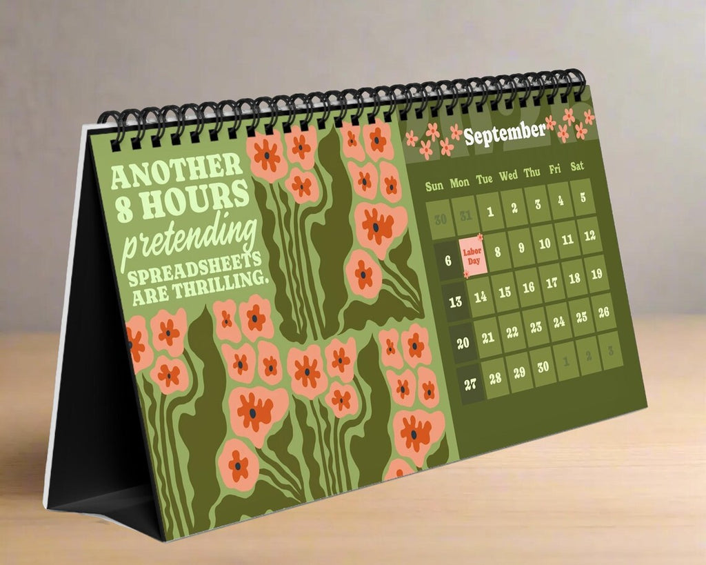 Funny 2026 Desk Calendar | Sarcastic Floral Office Humor Gift for Coworkers