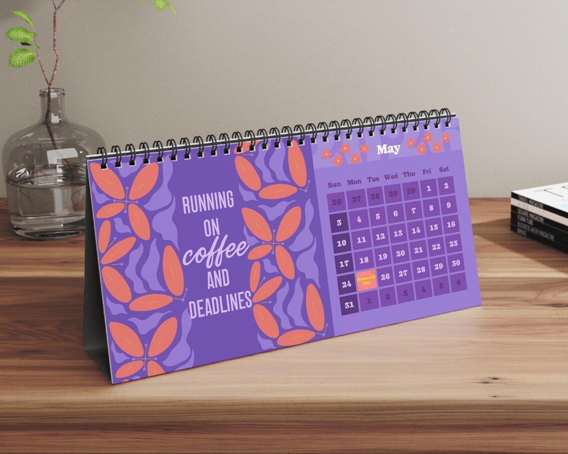 Funny 2026 Desk Calendar | Sarcastic Floral Office Humor Gift for Coworkers