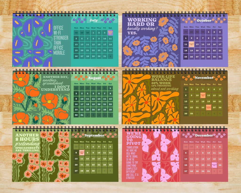 Funny 2026 Desk Calendar | Sarcastic Floral Office Humor Gift for Coworkers