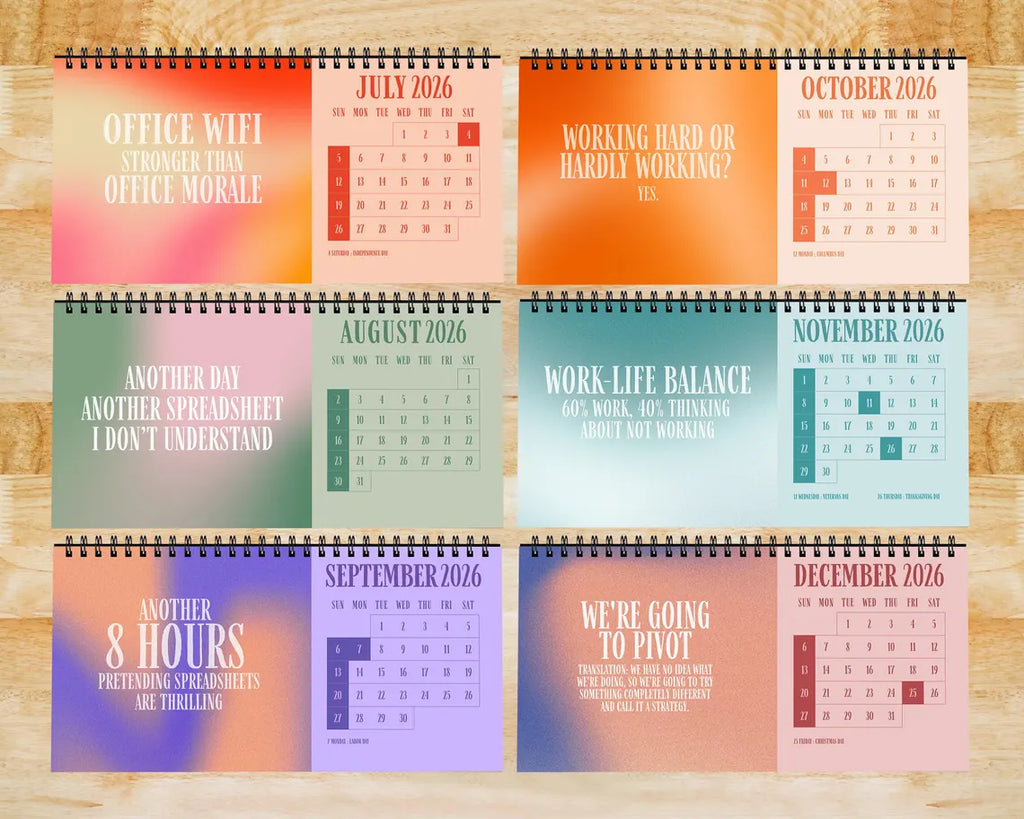 Office Sarcastic 2026 Desk Calendar | Funny Coworker Minimalist Gift