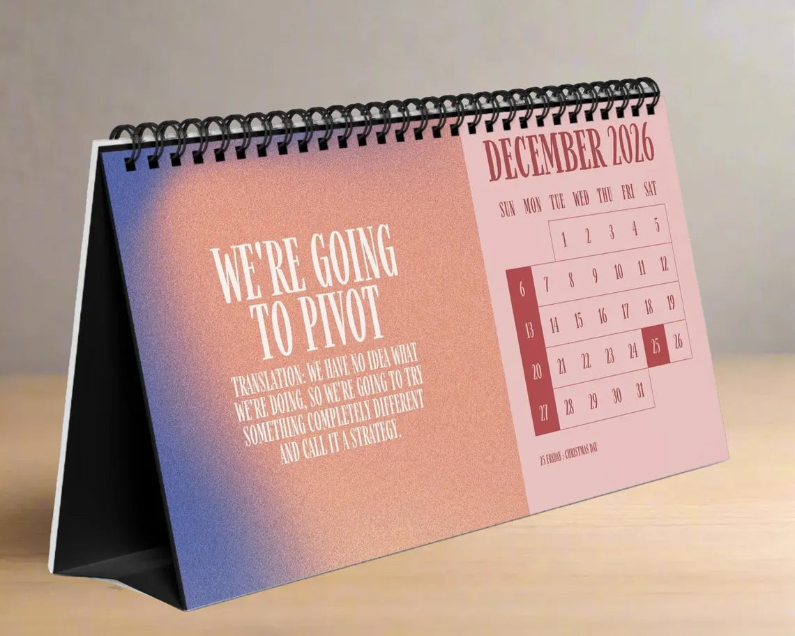 Office Sarcastic 2026 Desk Calendar | Funny Coworker Minimalist Gift