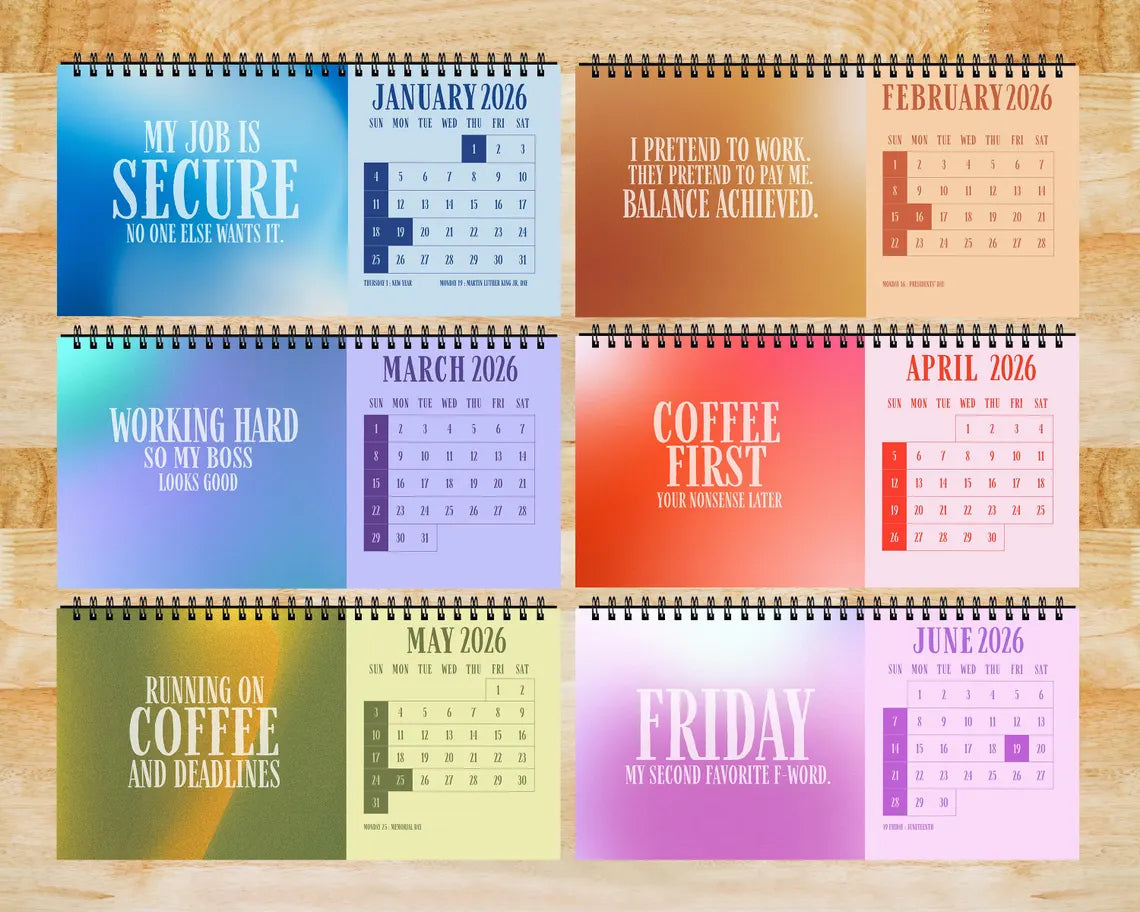 Office Sarcastic 2026 Desk Calendar | Funny Coworker Minimalist Gift