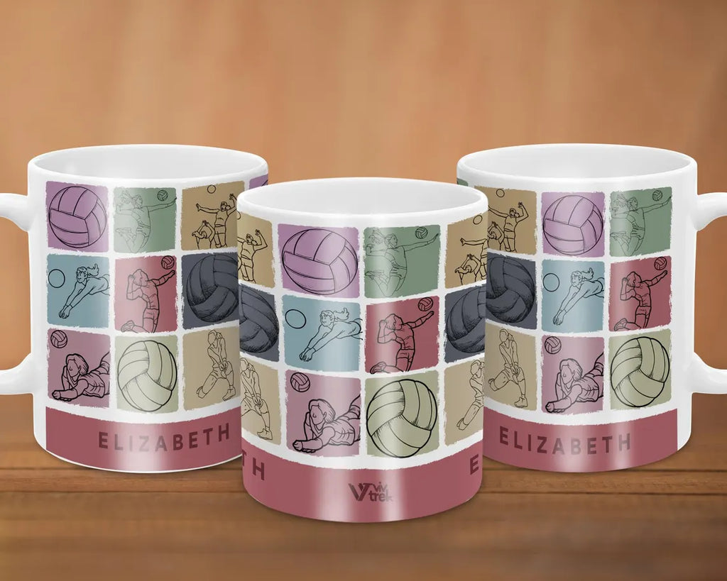 Custom Name Volleyball Coffee Mug, Vintage Volleyball Player Gift, Easily Distracted by Volleyball Mug, Sports Gift for Volleyball Lovers