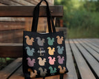 Custom Initial Name Squirrel Tote Bag – Retro Personalized Chipmunk Gift – Unique Distressed Nature Lover Carryall