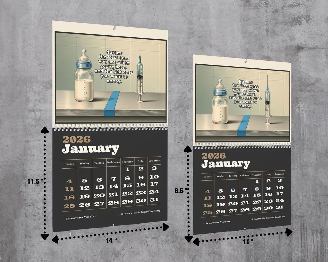 Nurse 2026 Wall Calendar | Funny Medical Planner RN Student Gift Her