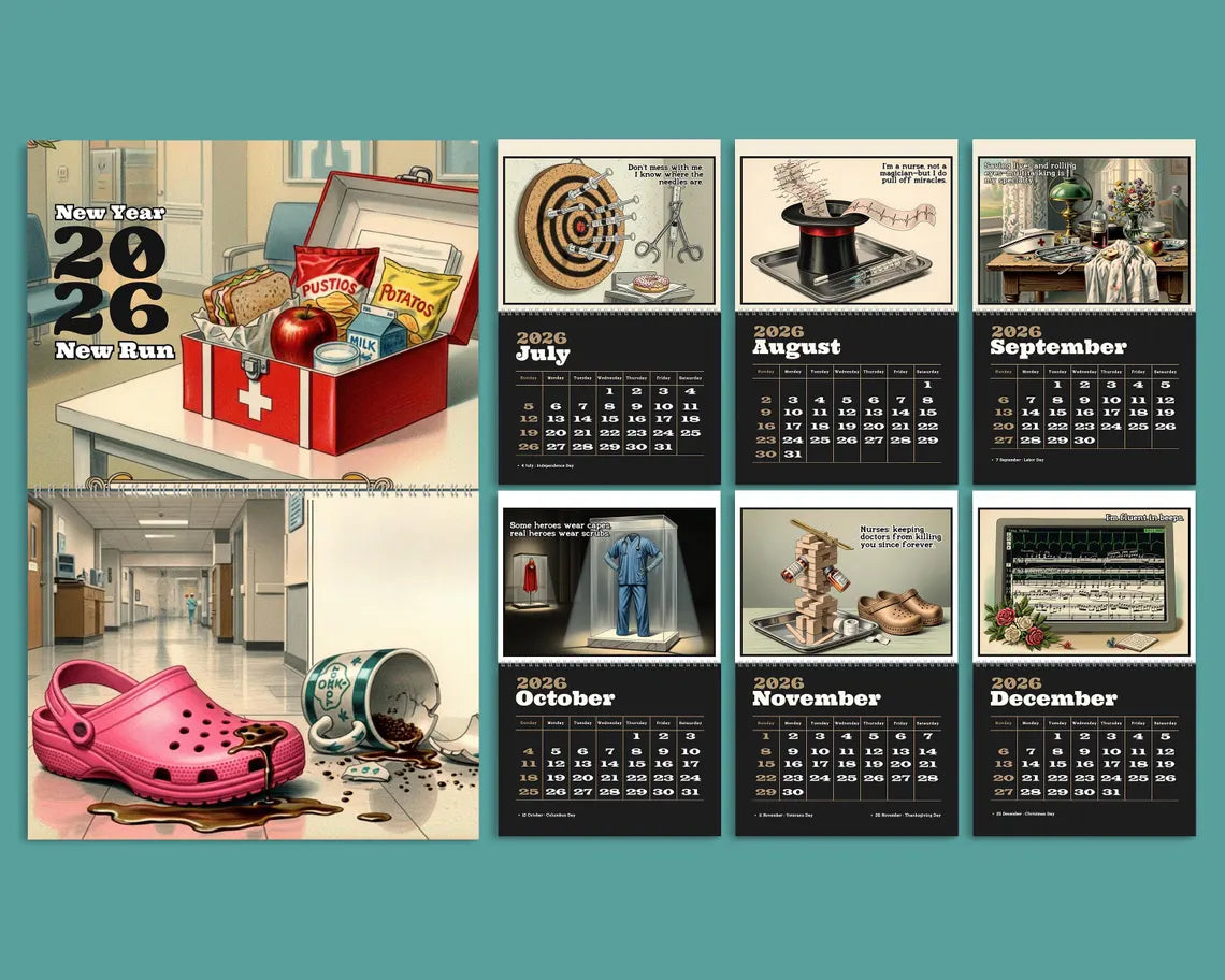 Nurse 2026 Wall Calendar | Funny Medical Planner RN Student Gift Her