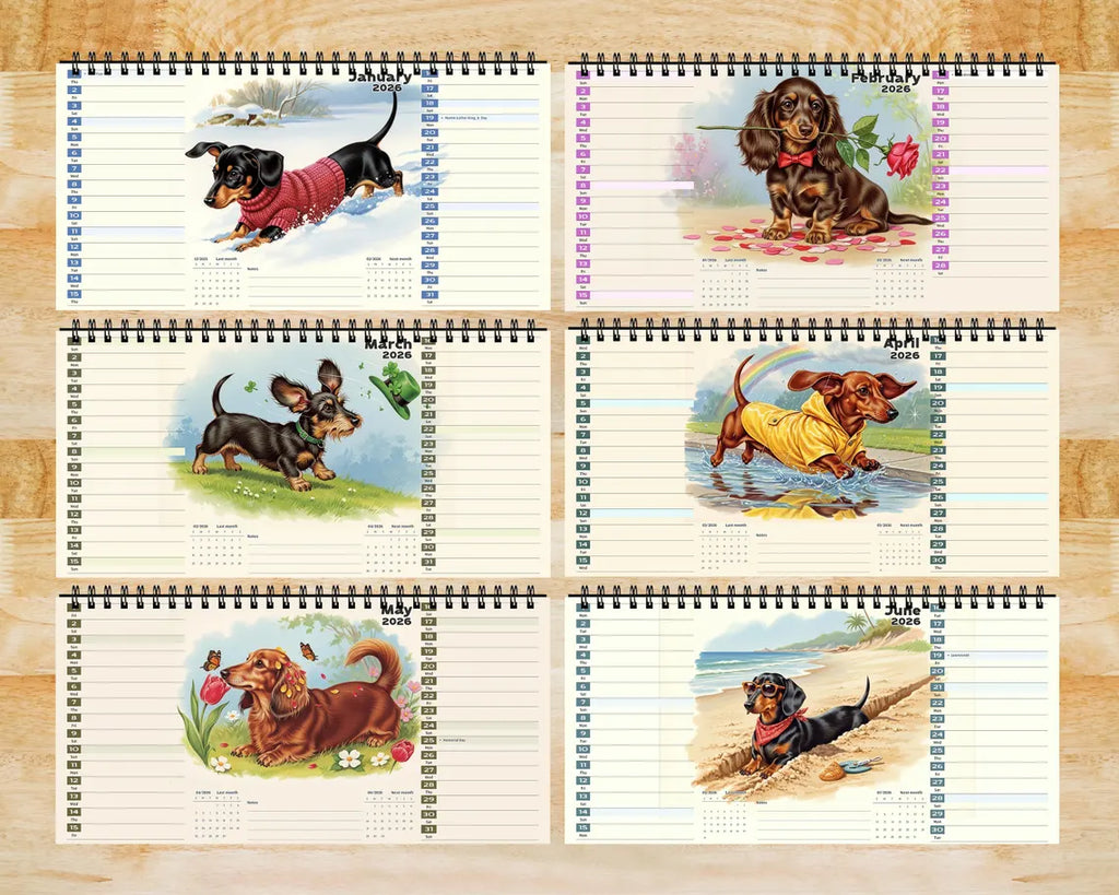Dachshund Dog 2026 Desk Calendar | Sausage Dog Puppy Gift Her