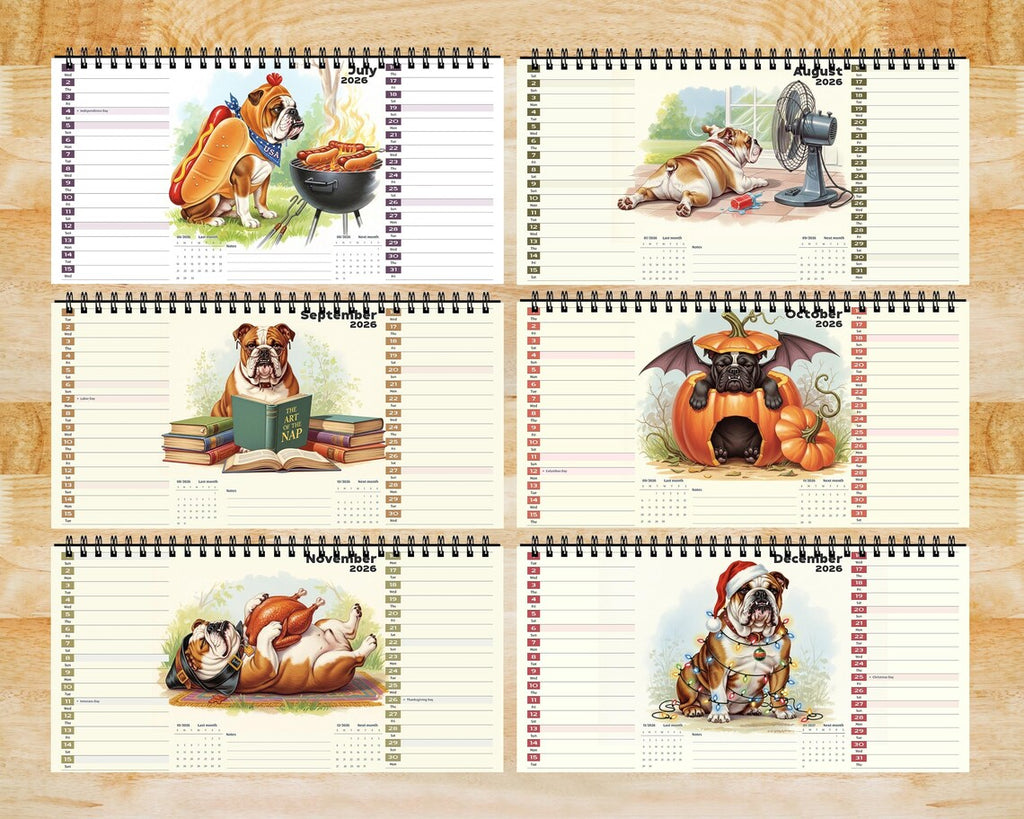 English Bulldog Dog 2026 Desk Calendar | Cute Puppy Dog Dad Mom Gift