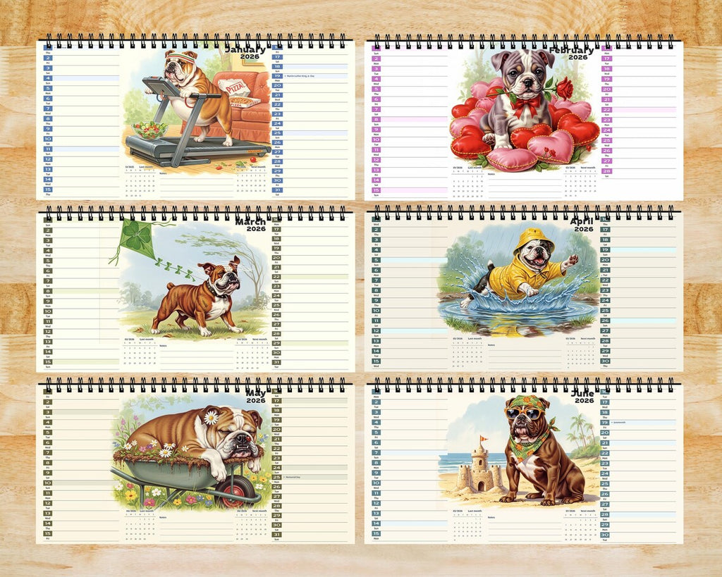 English Bulldog Dog 2026 Desk Calendar | Cute Puppy Dog Dad Mom Gift