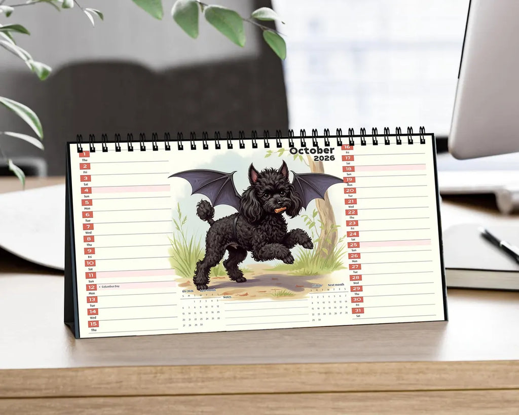 Poodle Dog 2026 Desk Calendar | Vintage Puppy Planner Cute Mom Gift