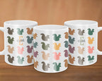 Personalized Custom Initial Name Mug, Retro Squirrel Coffee Mug, Colorful Squirrel Lover Gift, Custom Name Coffee Mug for Nature Fans