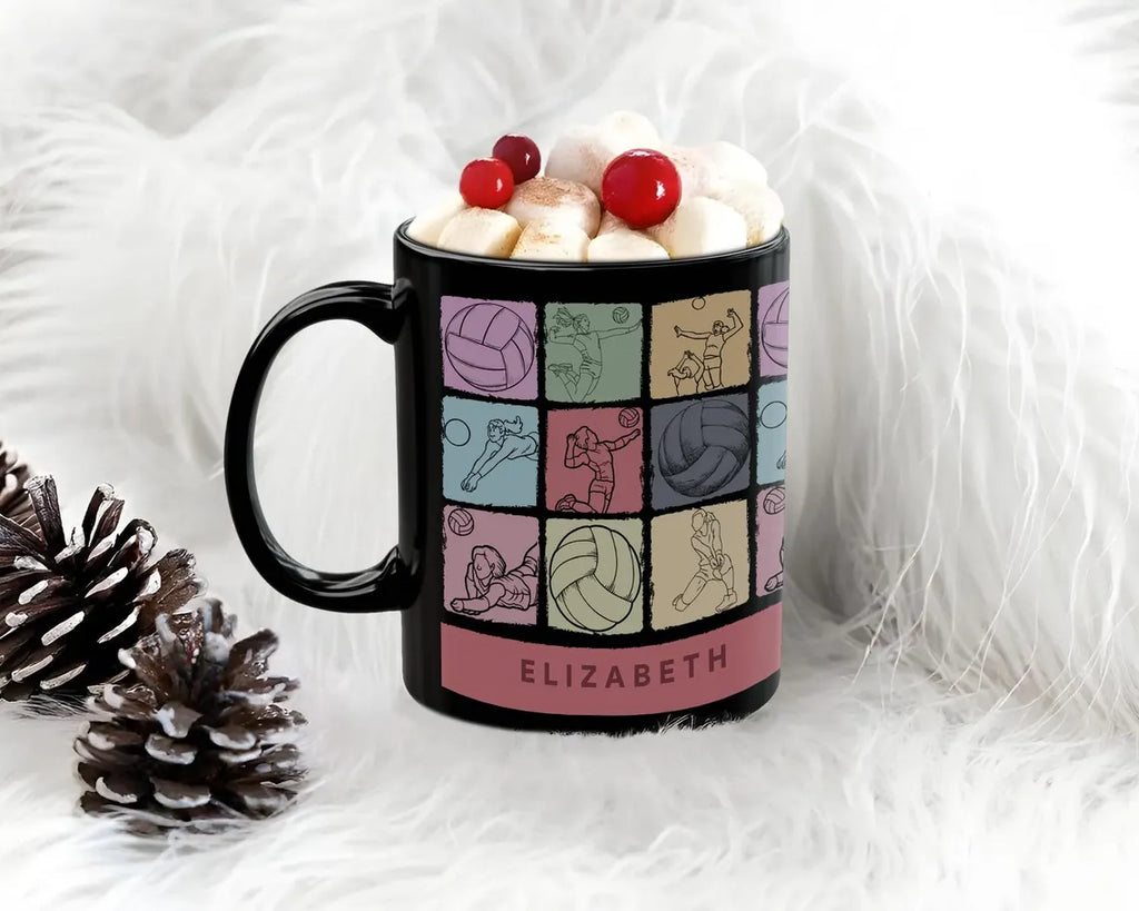 Custom Name Volleyball Coffee Mug, Vintage Volleyball Player Gift, Easily Distracted by Volleyball Mug, Sports Gift for Volleyball Lovers