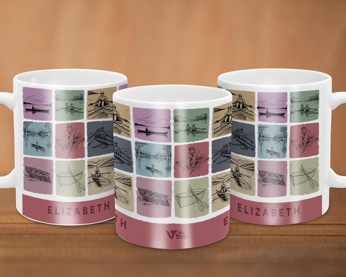 Personalized Rowing Mug, Custom Name Coffee Cup, Rowing Lover Gift, Sporty Drinkware, Cozy Rowing Enthusiast Mug, Custom Gift Idea