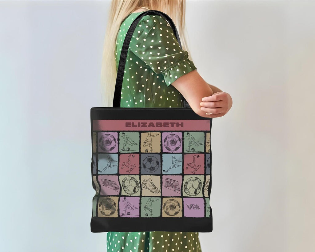 Custom Name Vintage Soccer Tote Bag – Personalized Gift for Boys Girls – Unique Soccer Lover Bag