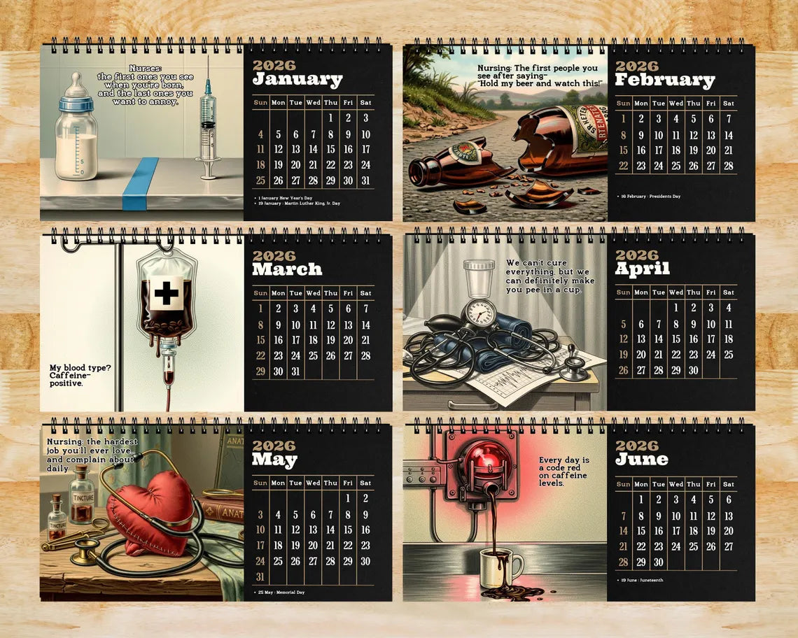 Nurse 2026 Desk Calendar | Funny Medical Planner RN Student Gift