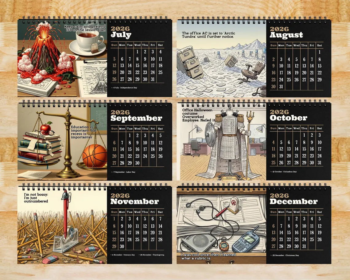 Teacher 2026 Desk Calendar | Academic Planner Thoughtful Classroom Gift
