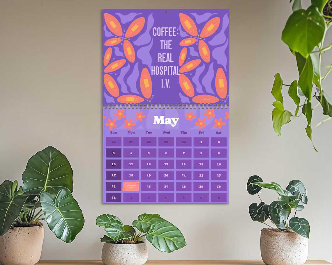 Sarcastic Nurse Calendar 2026 | Funny Floral Wall Planner Gift for Medical Staff