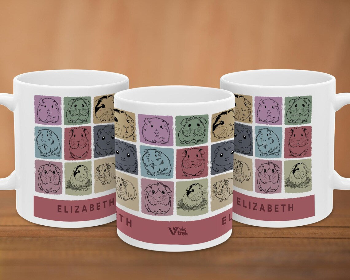 Custom Name Guinea Pig Mug – Personalized Pet Lover Gift Under $25, Cute Coffee Cup for Small Animal Owners ☕🐹