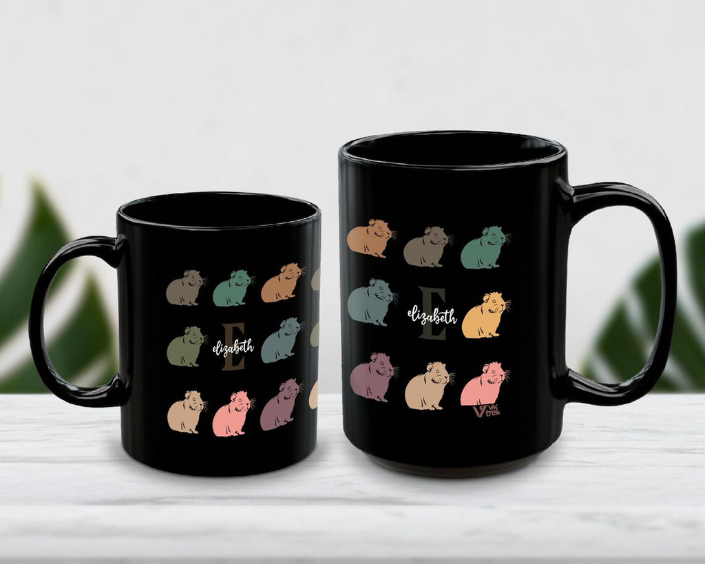 Guinea Pig Custom Initial Name Mug – Personalized Pet Owner Gift Under $25, Adorable Small Animal Coffee Cup ☕🐹