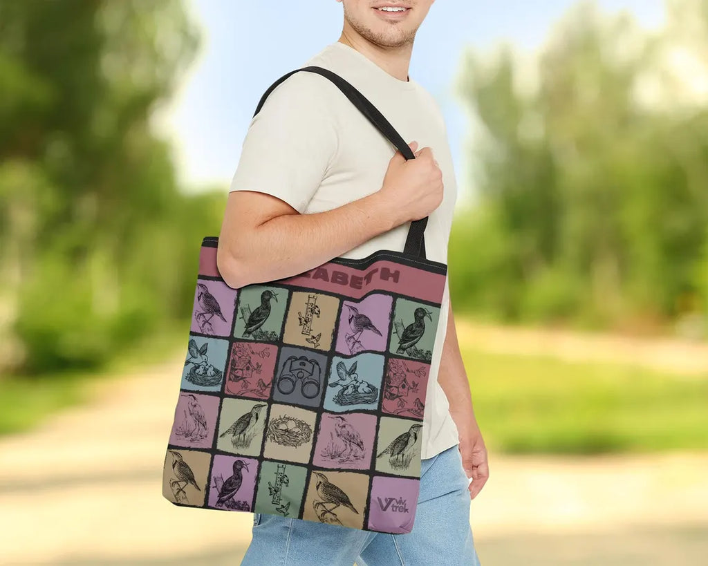 Personalized Birdwatcher Custom Name Tote Bag - Nature Lover Gift Wildlife Observer Eco Reusable Shopping Bag
