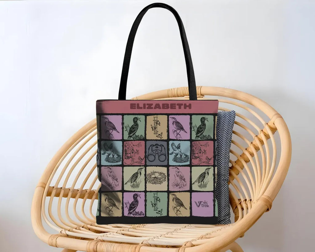 Personalized Birdwatcher Custom Name Tote Bag - Nature Lover Gift Wildlife Observer Eco Reusable Shopping Bag