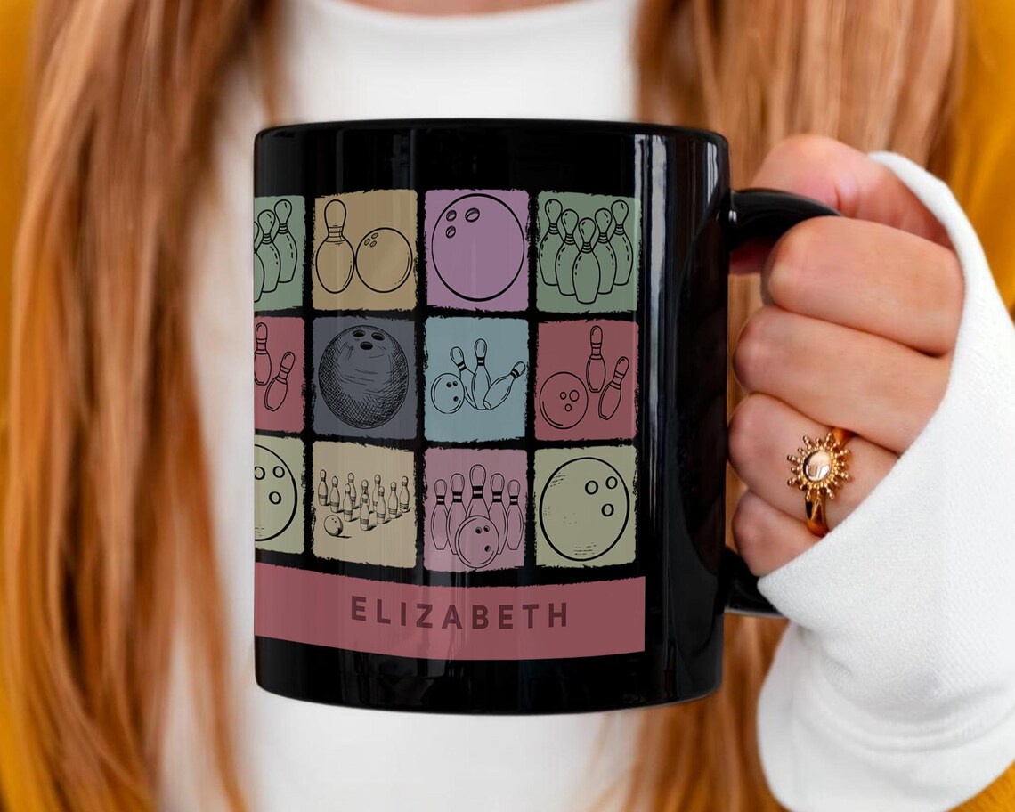 Custom Name Bowling Coffee Mug Gift | Personalized Striking Pin Design | Cozy Player Present | Unique Sports Team Mug