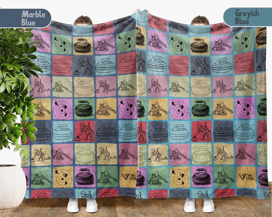 Vintage Curling Blanket – Cozy Retro Throw Under $50, Unique Sports Gift for Curling Lovers & Game Night 🥌🧣