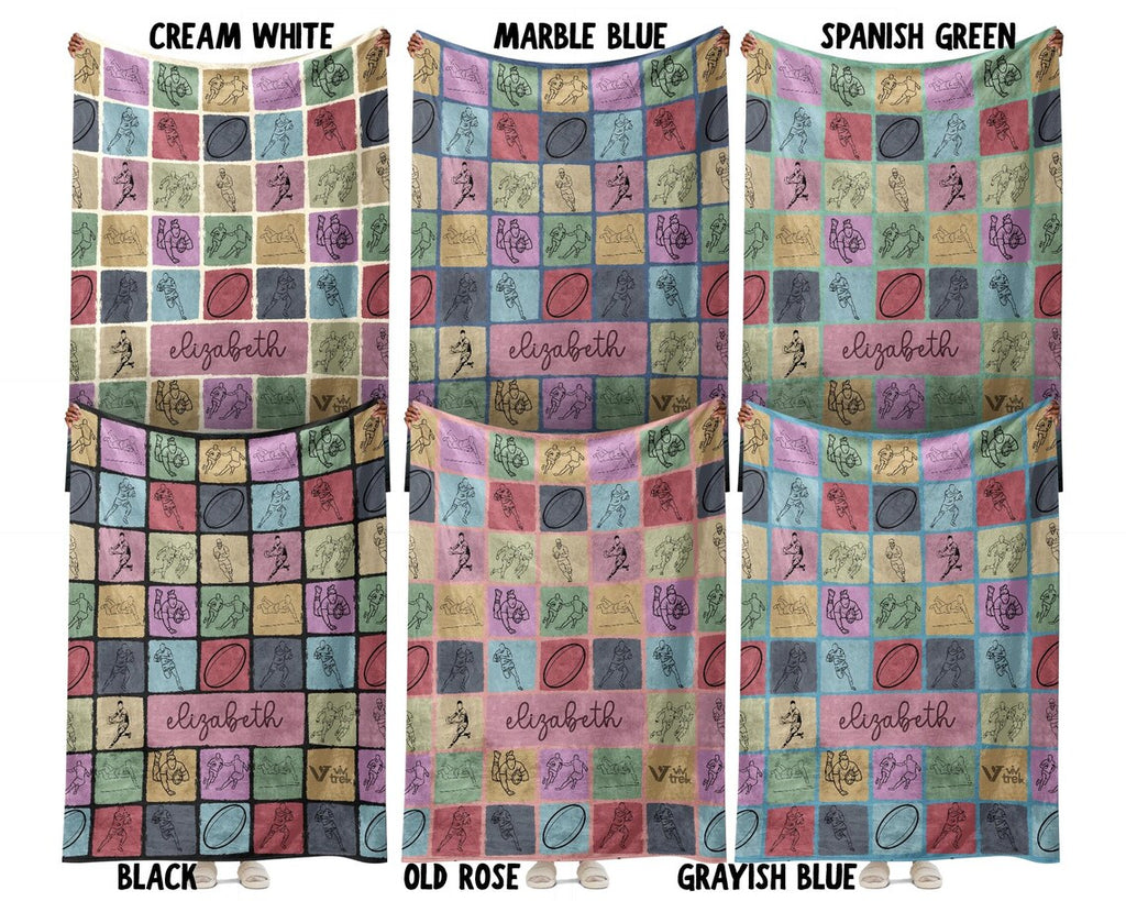 Custom Name Rugby Blanket - Personalized Rugby Lover Gift - Cozy Throw for Rugby Players - Rugby Team Decor Fan Blanket