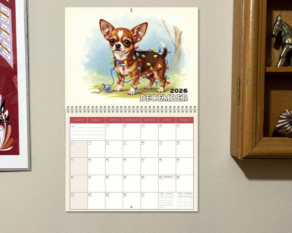 Cute Chihuahua Dog 2026 Wall Calendar | Puppy Planner Unique Pet Owner Gift