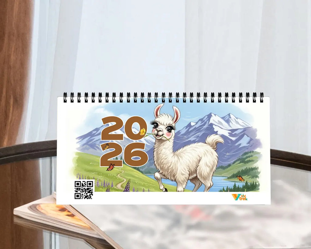 Cute Llama 2026 Desk Calendar | Alpaca Planner Boho Lover Office Gift