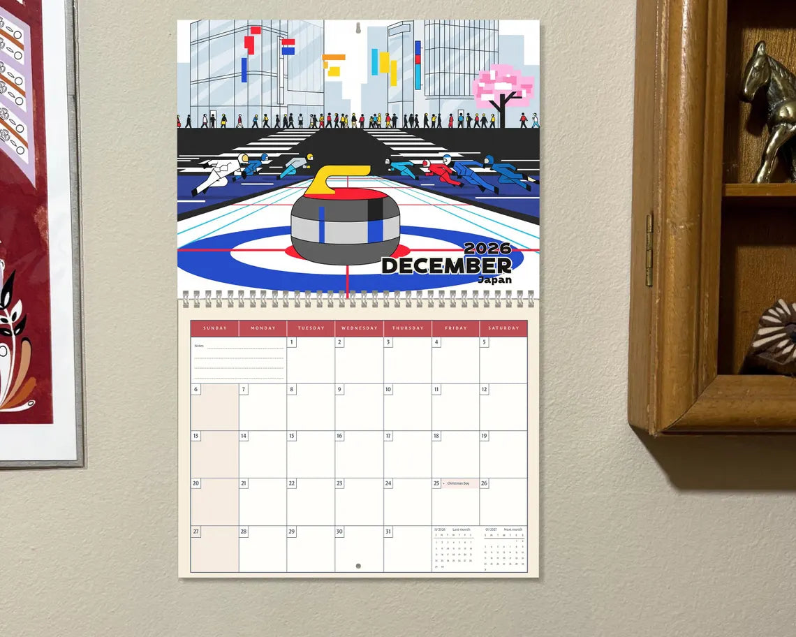 Curling 2026 Wall Calendar | Winter Sports Planner Unique Fan Gift Idea