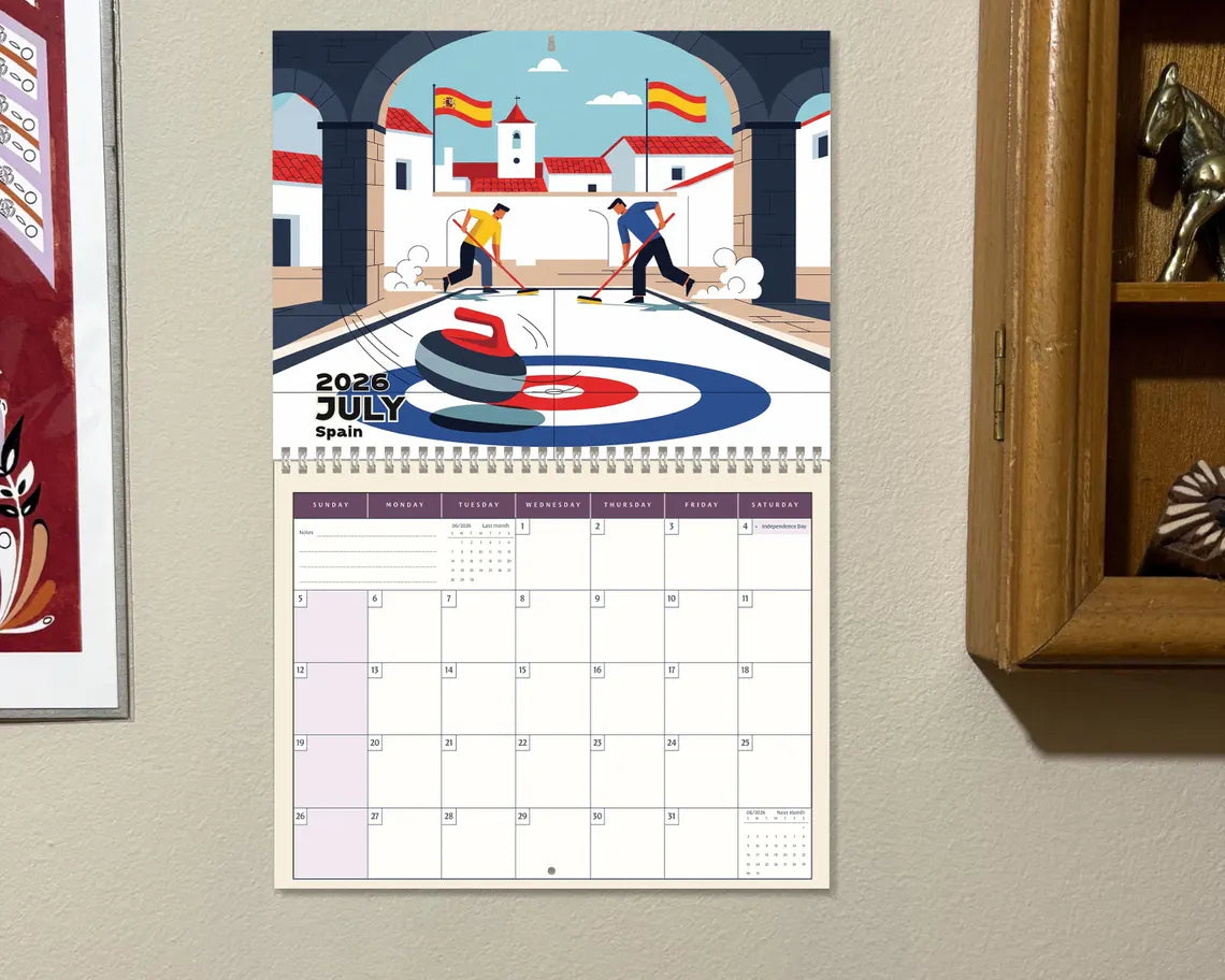 Curling 2026 Wall Calendar | Winter Sports Planner Unique Fan Gift Idea